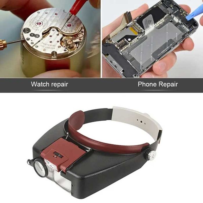 Наголовні окуляри-лупа з підсвіткою