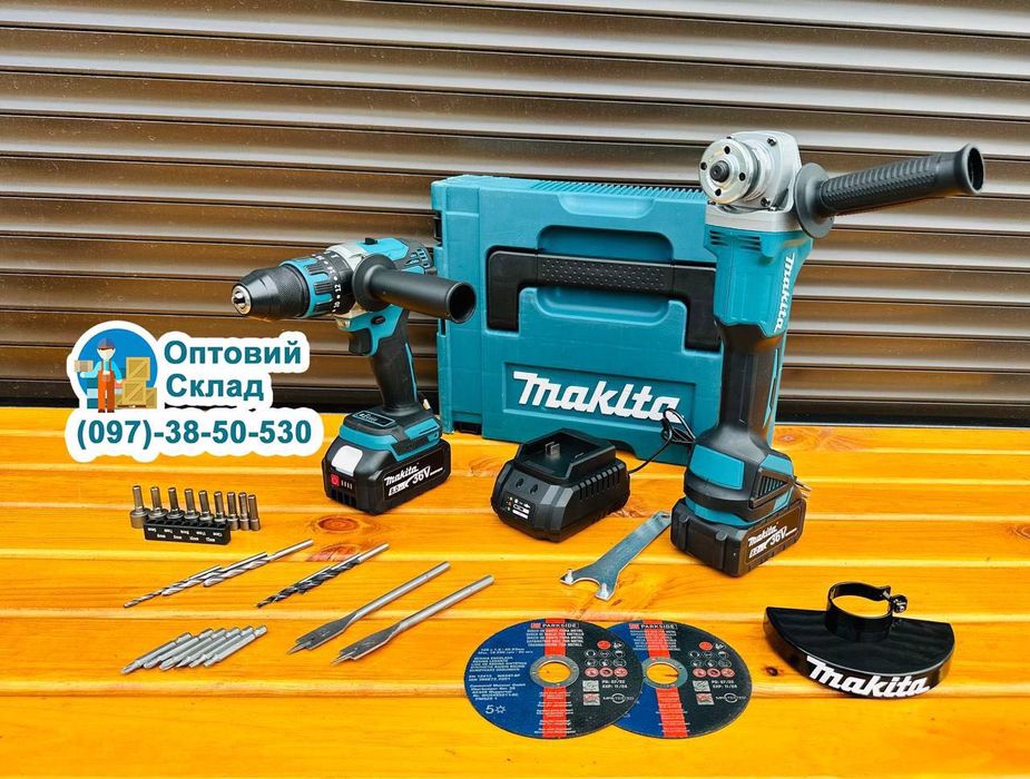 Акумуляторний  Набор 2в1 Makita Болгарка DGA 504 + Шуруповерт DHP 485