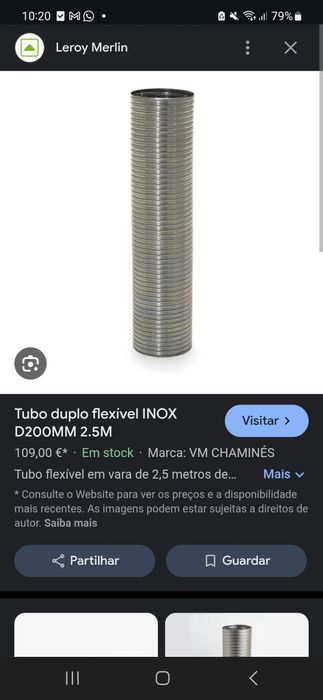Tubo flexível lareira 95cm