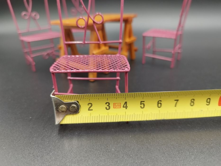 Mini mebelki zestaw ogrodowy cztery  krzesła i stoł skala 1:12 mebelk