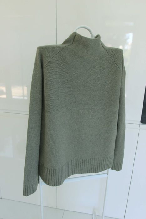 Malene Birger 55% merino bawełna golf szałwia luksusowy M L
