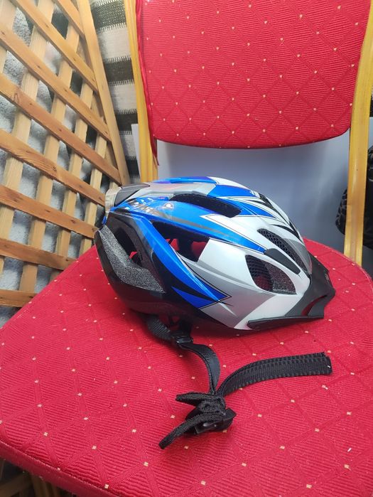 Dziecięcy Kask. Rowerowy niebieski biały dla Dzieci Dziecka