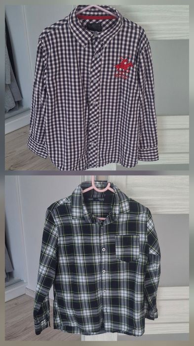 2×koszula z długim rękawem 122 ( 6- 7 lat)