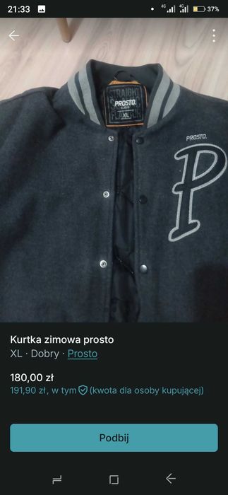 Kurtka prosto zimowa baseball