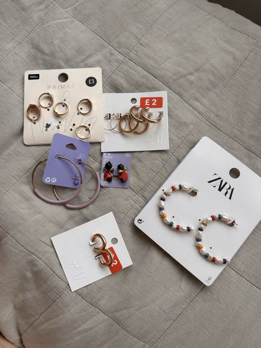 Zestaw bizuterii kolczyki pierscionki zara primark h&m