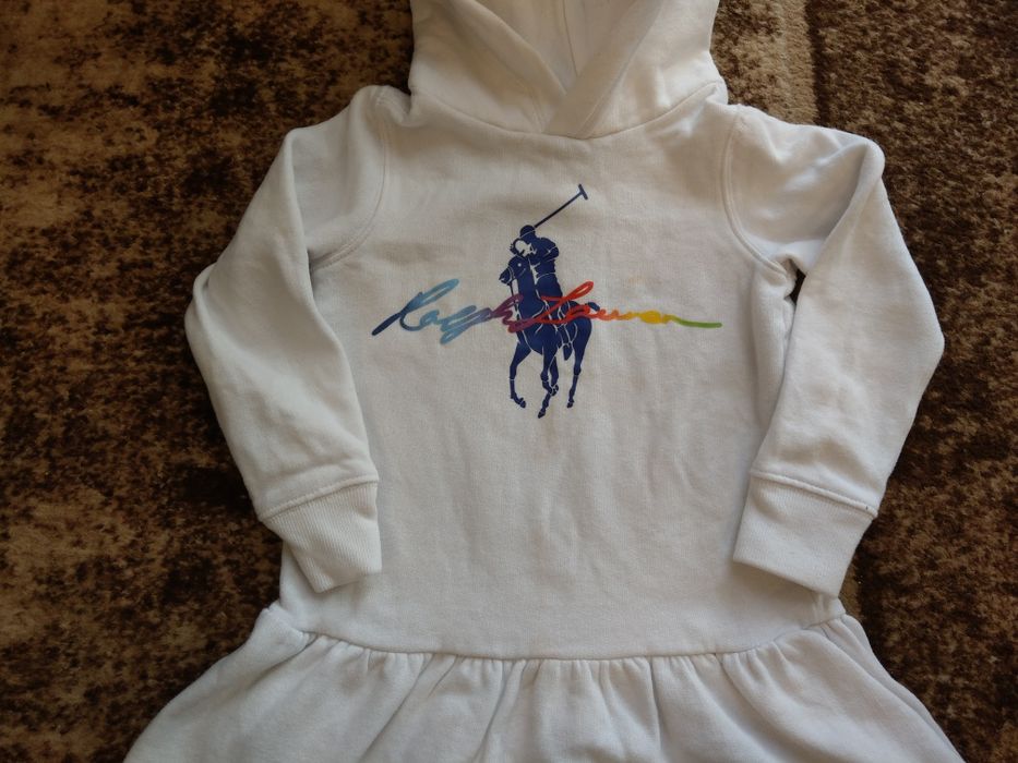 bluzosukienka dziewczeca z kapturem Ralph Lauren central color logo