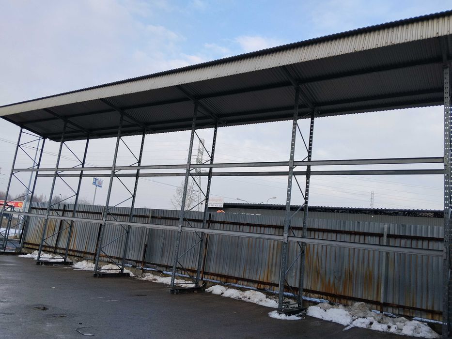 Porządny używany regał  paletowy wykonany z stali 15,5m x 4x95m