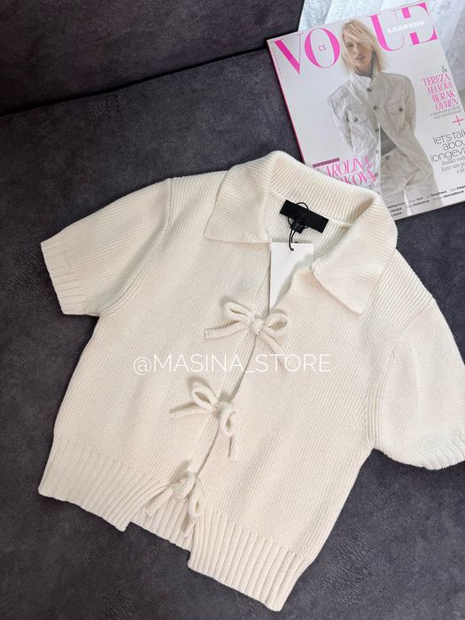 Нова кофтинка Zara S, M молочна біла оригінал з бантиками