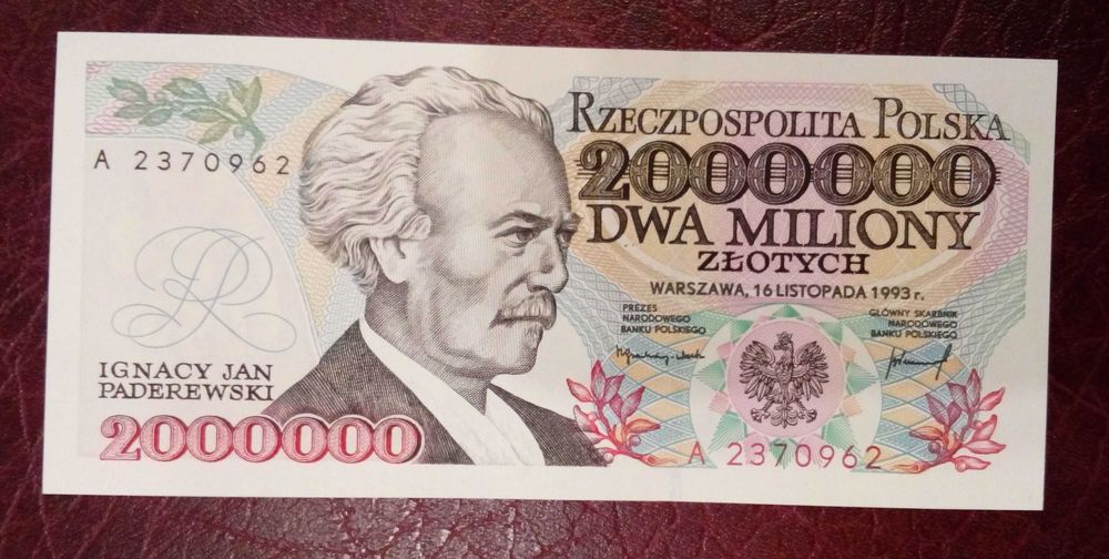 2.000.000 zł - 2 Miliony złotych, NBP, seria A - 1993 UNC