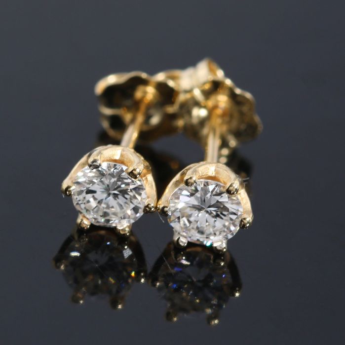 Złote kolczyki z brylantami 0.46ct ażurowe 14K