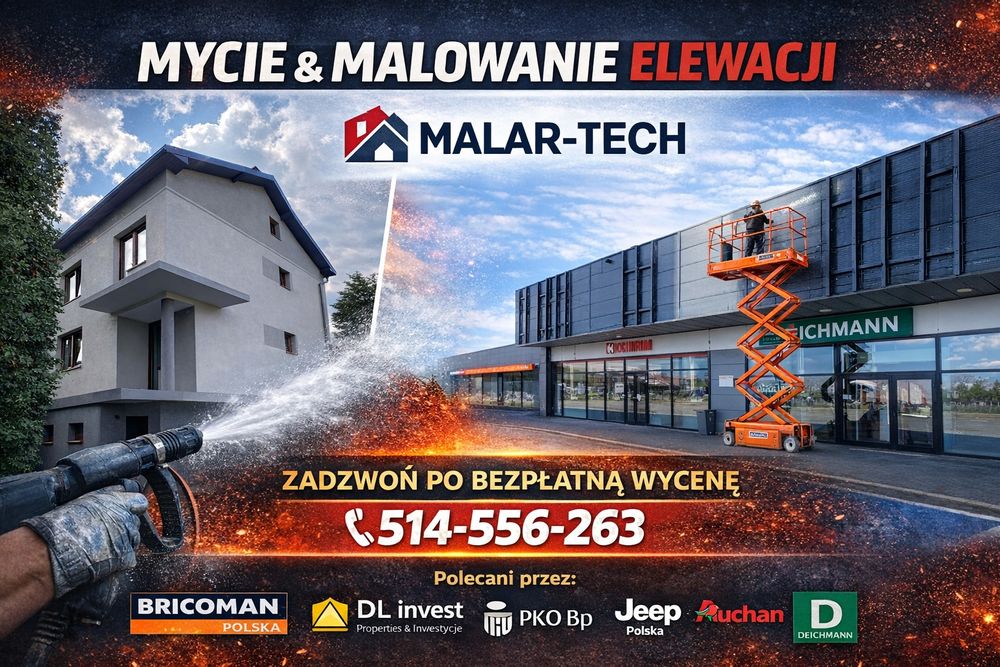 Mycie elewacji  , Malowanie elewacji,fasada,fasady Ślask ,małopolska
