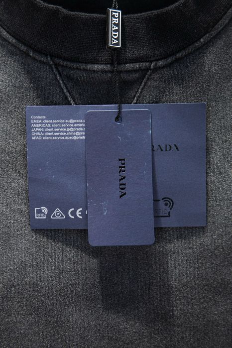 PRADA мужской свитшот черный серый вареный оригинал кофта батник