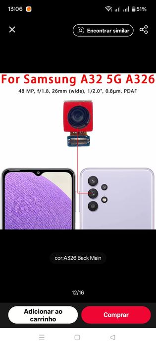 Vendo câmara traseira Samsung A32 5g nova