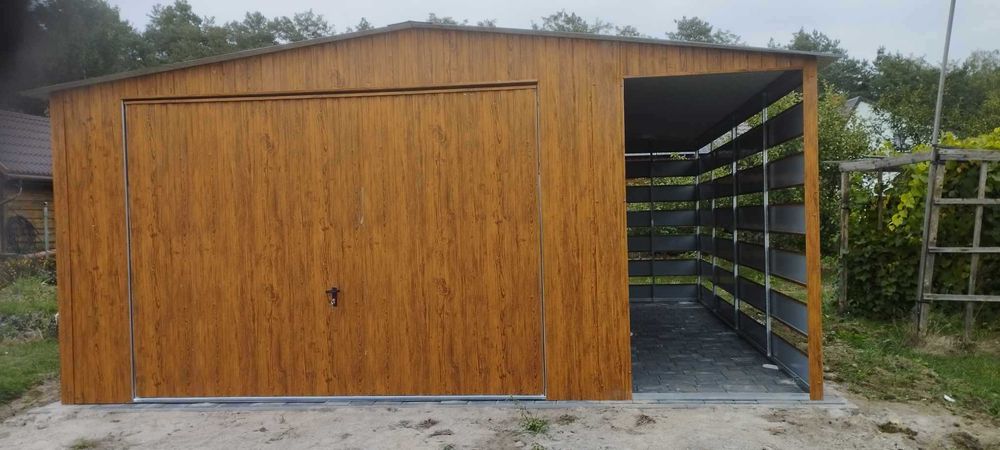Garaż Blaszany 5x6 dwuspadowy, brama uchylna, wiatka CAŁA POLSKA