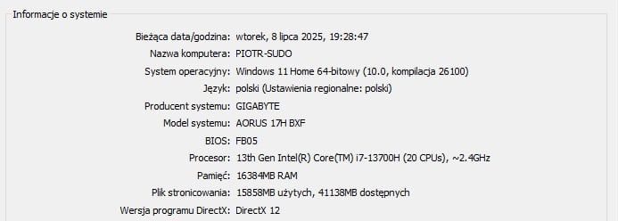 Gigabyte AORUS 17H BXF - laptop gamingowy RTX 4080