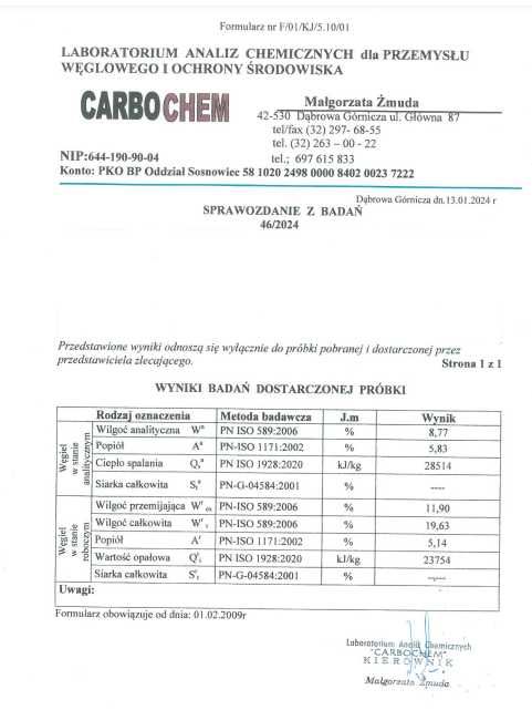 Węgiel Groszek Polski 23-24 MJ/kg