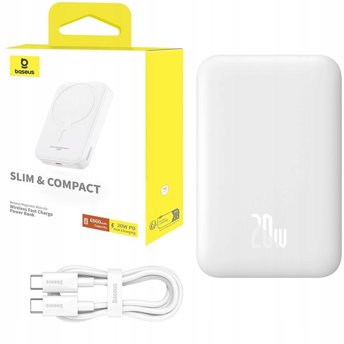 Baseus Magnetyczny Powerbank 6000Mah Do Telefonu Power Bank Pd 20W