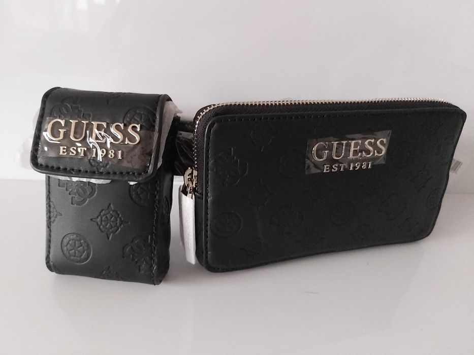 NOWA torebka saszetka nerka GUESS monogram czarna pasek torba