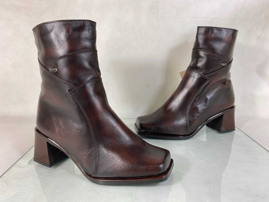 Buty Kozaki Sztyblety Botki Skórzane Zimowe na Obcasie Damskie r. 36
