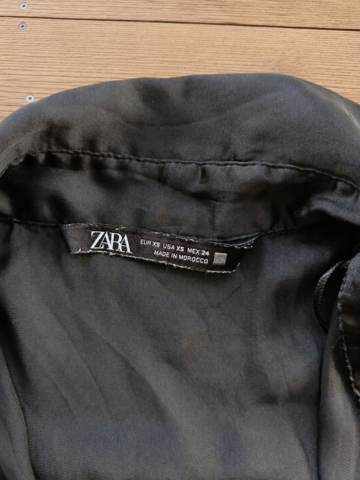 Camisa Zara Preta Acetinada XS | Zara Black Satin Shirt XS