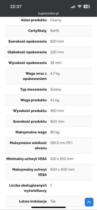 Uchwyt ścienny do telewizora