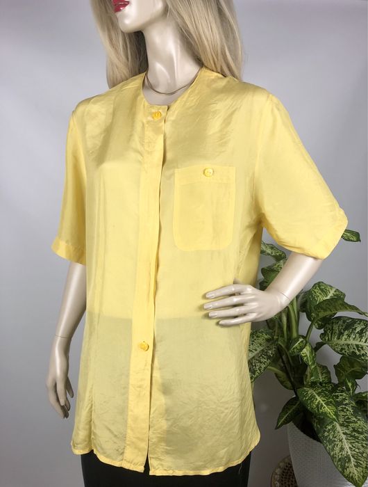 Żółta długa letnia jedwabna koszula damska 100% silk na lato