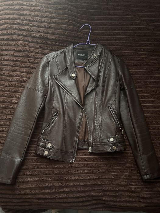 Куртка кожанка шоколадного кольору