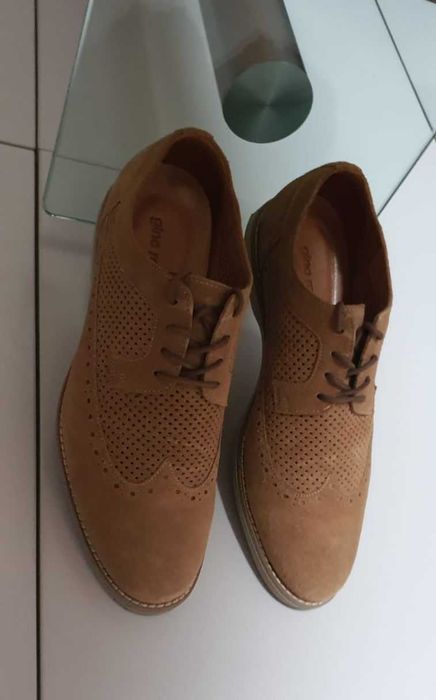 Gino Rossi Skórzane / zamszowe półbuty 28 cm wkładka r. 41 Camel