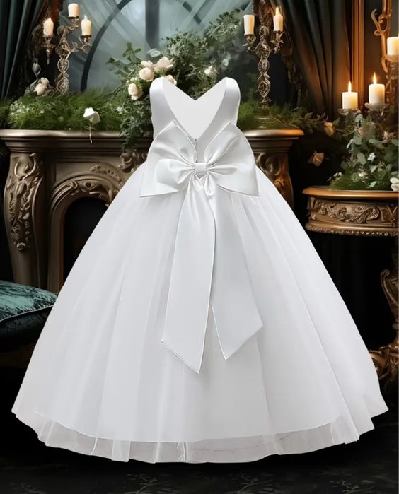 Нарядне біле пишне бальне плаття 122-128