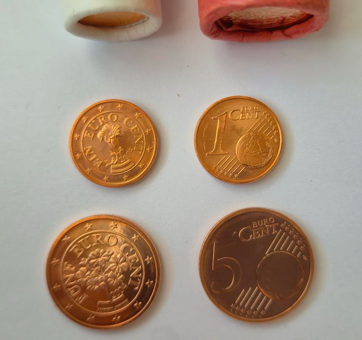 Moedas 1 + 5 cêntimos Áustria 2004 UNC