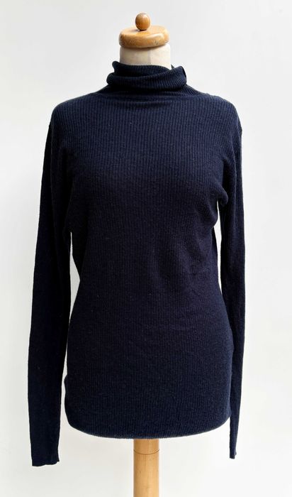 Golf Granatowy VaVite XL 42 Prążkowany Wełna Wełniany Sweter