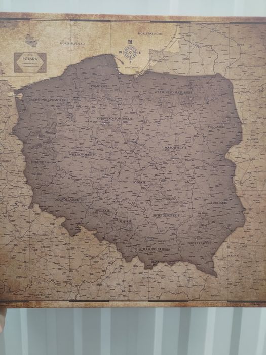 Korkowa mapa Polski do oznaczania miejsc. Nieużywana. Dobry prezent!