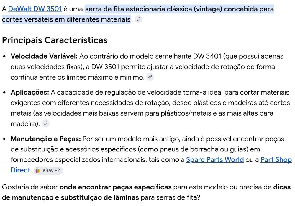 Serra de fita Dewalt DW 3501