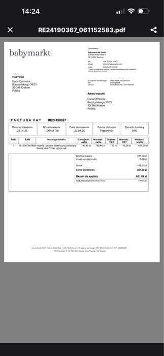 Laktator medela swing maxi hands-free