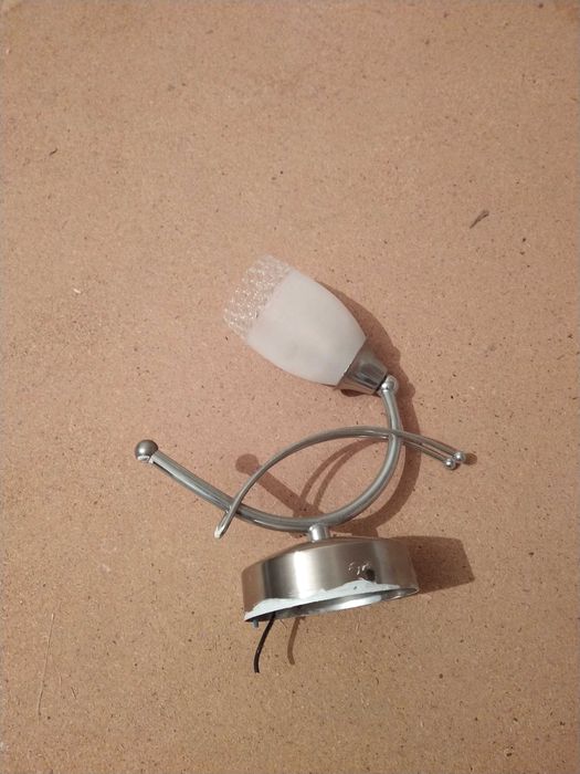 Conjunto de candeeiro + 2 apliques de parede em inox e vidro