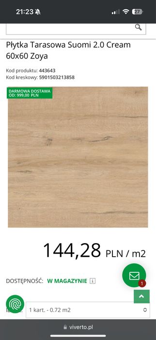 Płytka Tarasowa Suomi 2.0 Cream 60x60 Zoya
