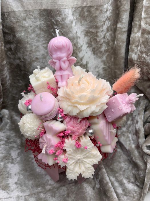 Piękny bukiet świąteczny świec świeczek hande made