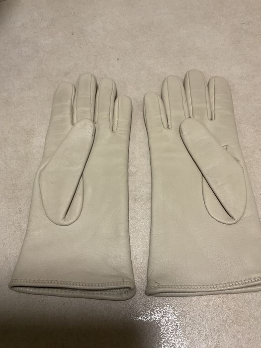 Rękawiczki skórzane ocieplane ecru