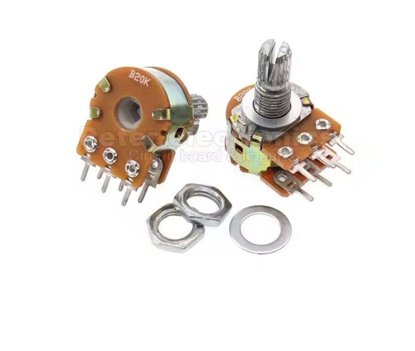 WH148 6PIN, B50K 15mm  Подвійний потенціометр