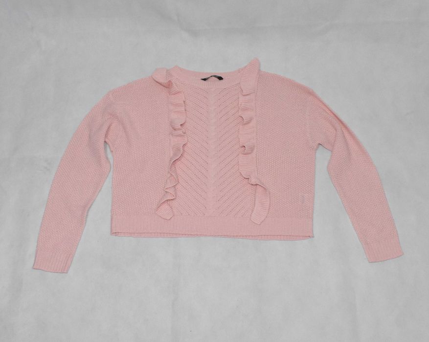 Select Różowy Krótki Sweter z Falbanami 44 Miękki Akryl