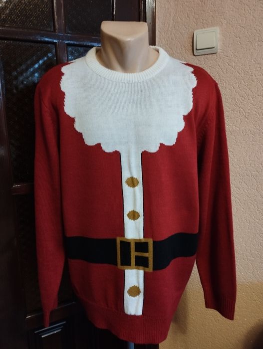 Светер новорічний червоний Санта чоловічий,розмір L(48-50розмір)