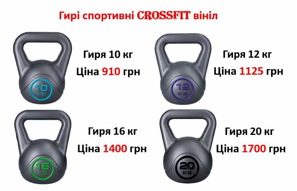 Гиря 8 кг спортивна вініл гири гирі | усі ваги від 2 кг до 20 кг