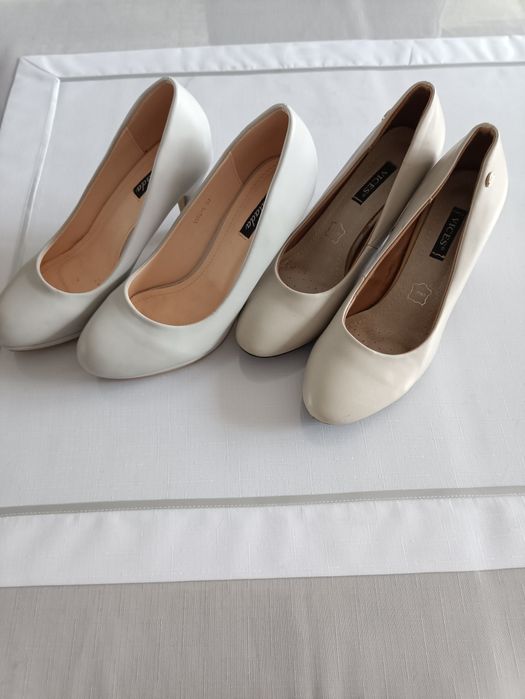 Warto! Buty czółenka - 2 pary, szare rozm.37 + laczki gratis