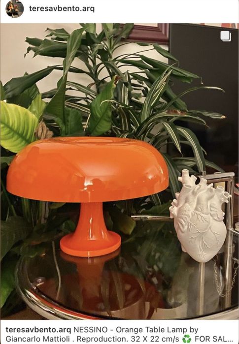 Candeeiro de mesa laranja Midcentury, Anos 70. Jarra Coração.