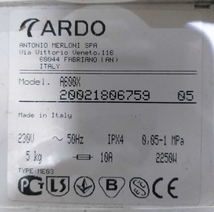 Запчастини для пральної машини Ardo