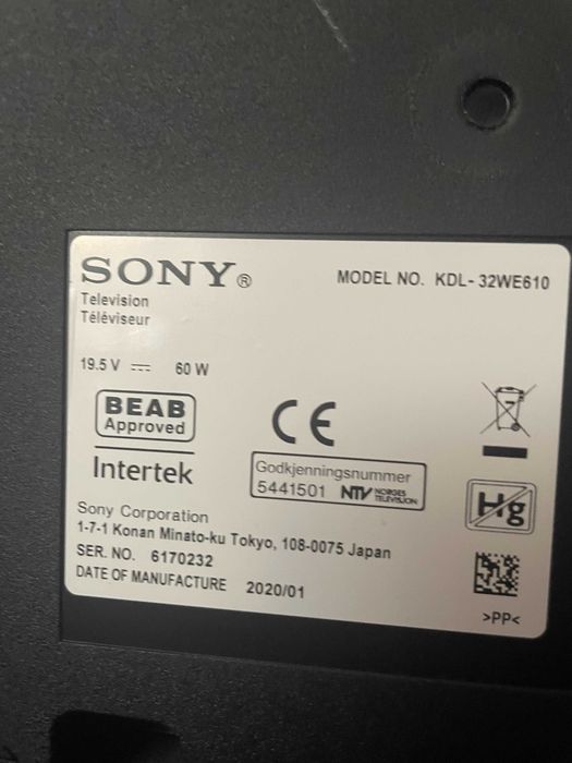 Sony LCD 32 Polegadas. Não está a funcionar.