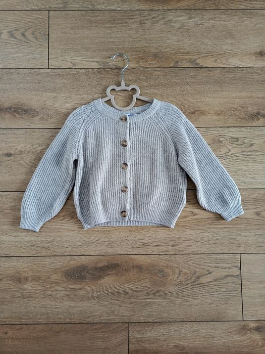 Szary wełniany sweter sweterek prążkowany na guziki Zara Old Navy 92 c