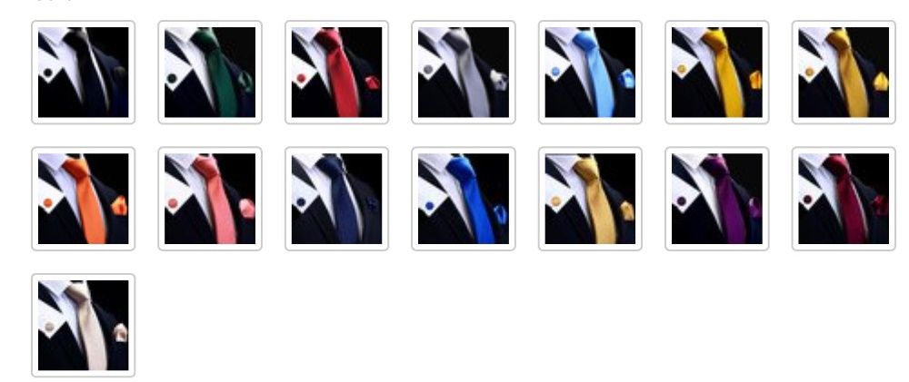 Gravatas, Lenço e Botões de Punho (Amarela, Azul e Verde Seco)