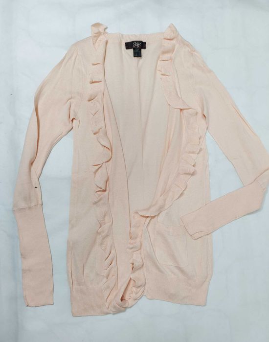 Sweter bawełniany damski łososiowy cienki długi narzutka 46/48 SW0092C