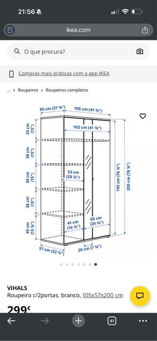 Roupeiro ikea em otimo estado como novo